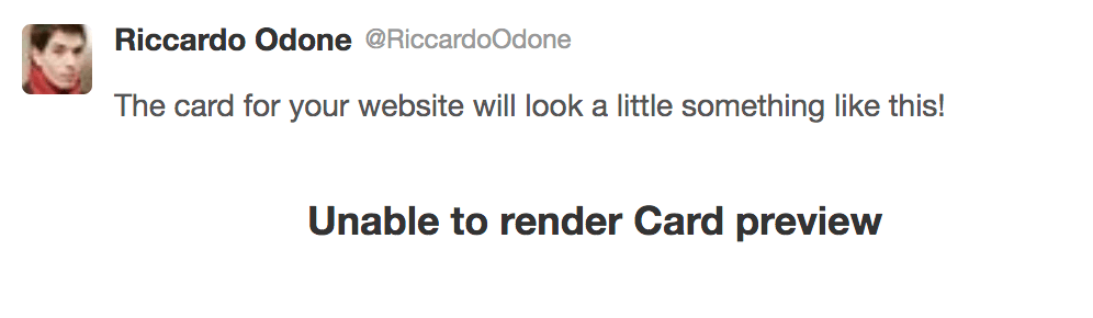 Twitter card validator saying "Unable to render card preview"